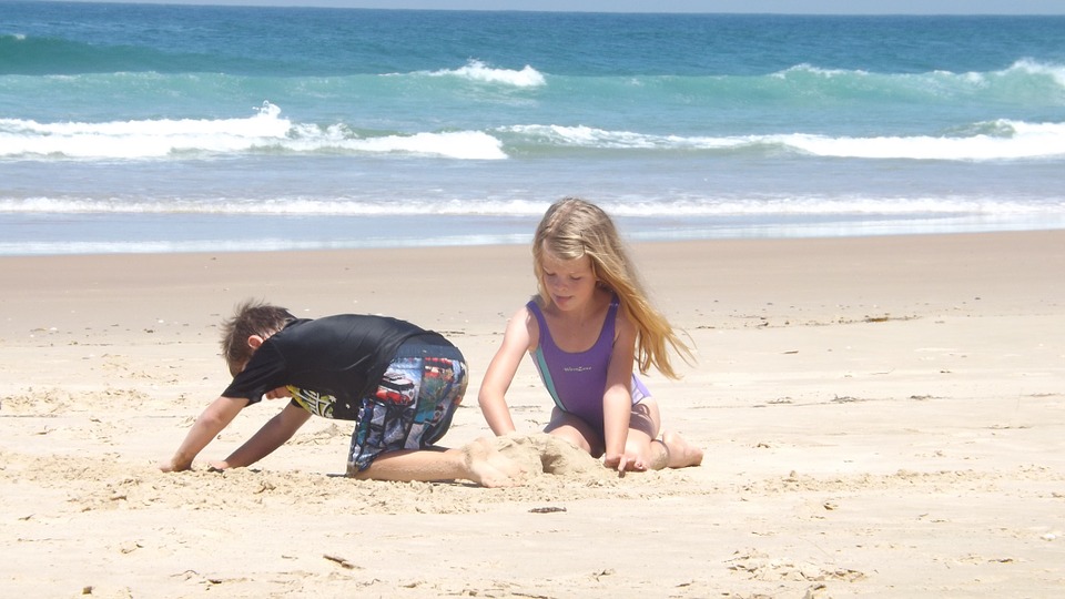 playing on beach